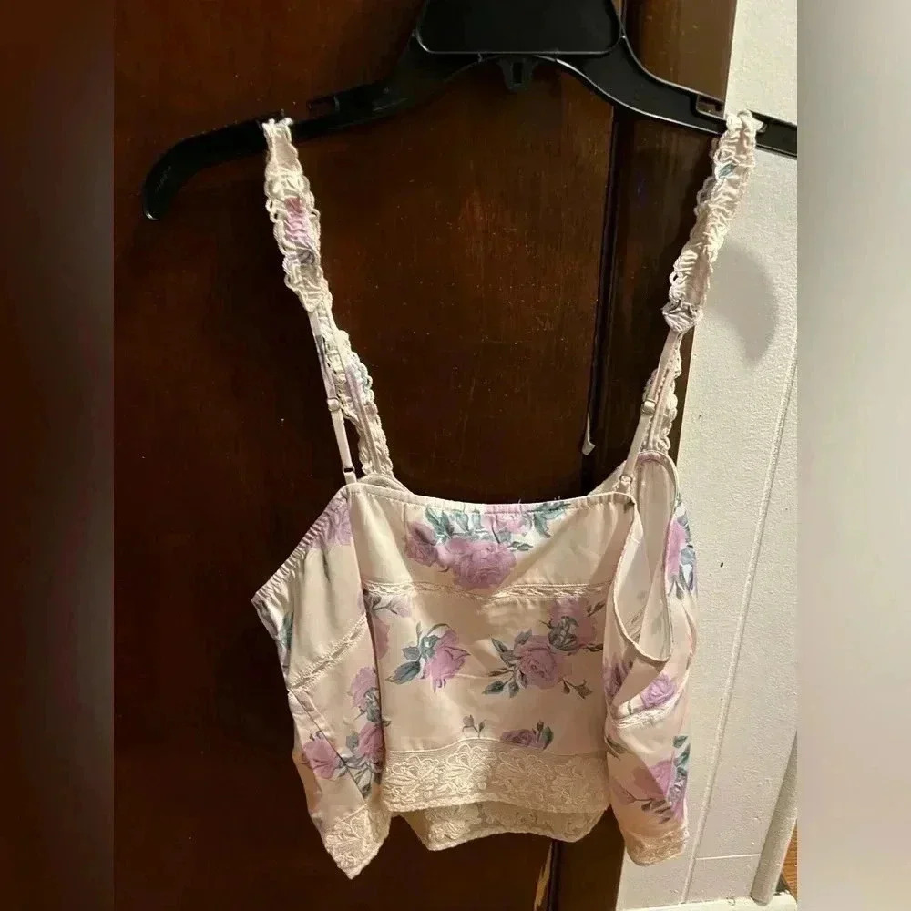 NWT Love Shack Fancy Lanzo Lace Trim Tank Top Mauve Rose L - Picture 6 of 8